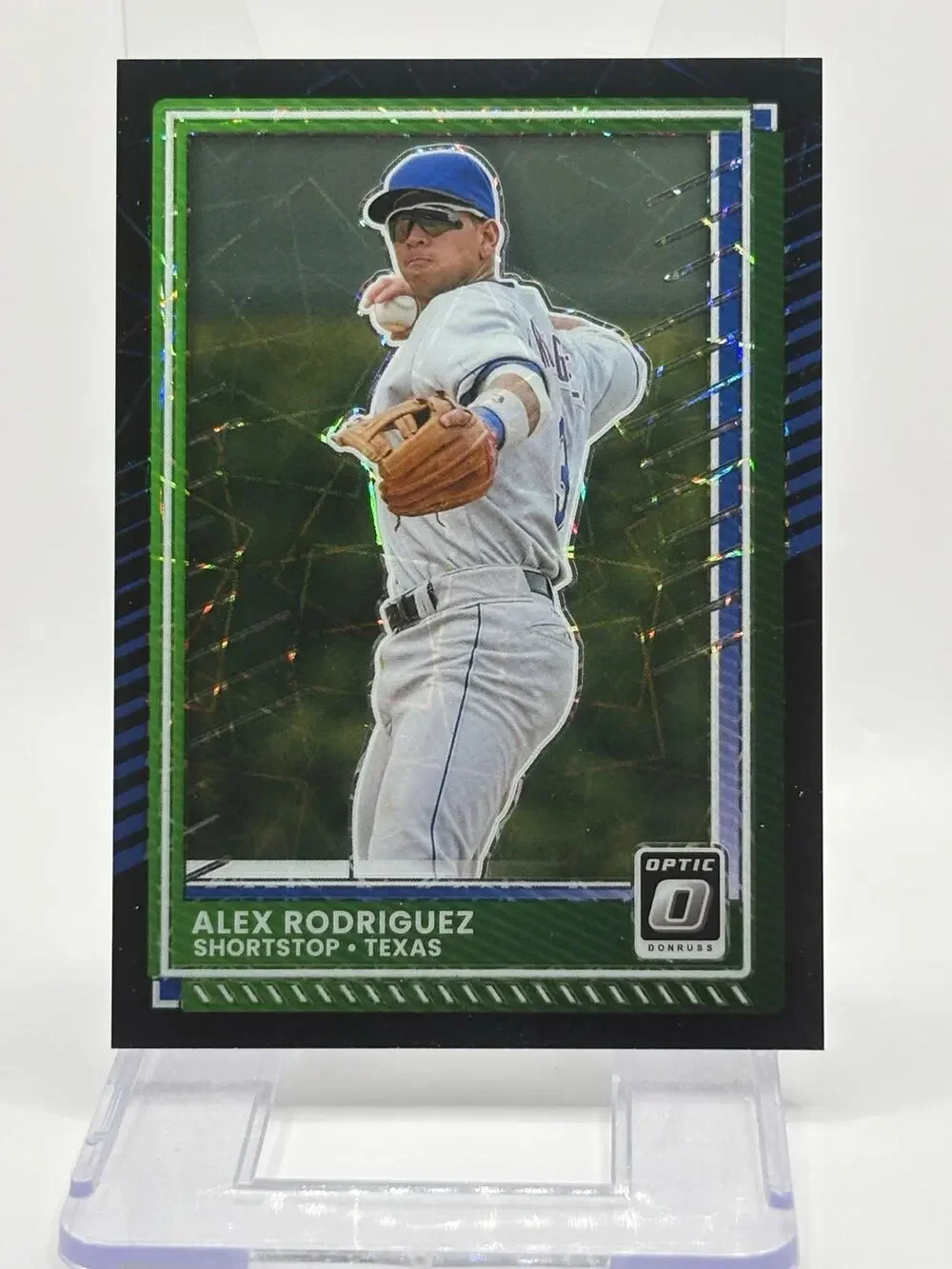 2025 Donruss Optic Alex Rodriguez Black Velocity Refractor 32/39 SP Rangers